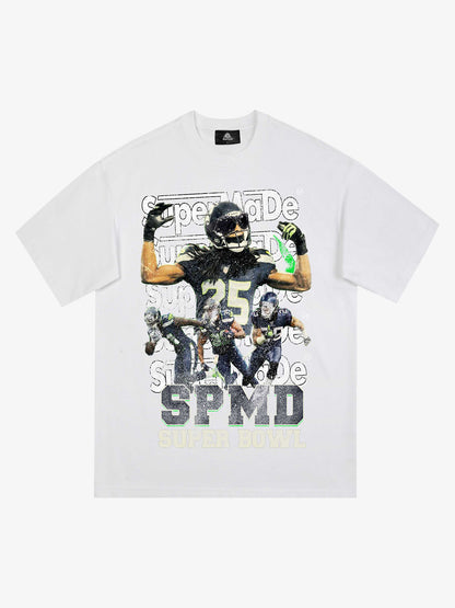 Super Bowl Football Print T-shirt - 2309 