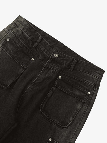 Thesupermade Multi-pocket Zipper Design Washed Hip-Hop Jeans - 2112 