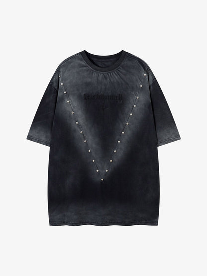 Oversized Cross and Studed T-Shirt 
