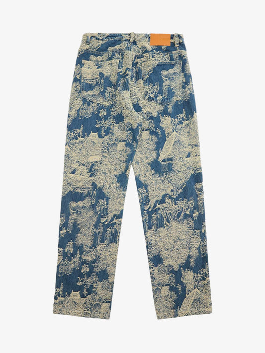 Landscape Jacquard Straight Jeans 