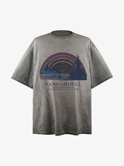 Rainbow Print Crew Neck T-Shirt 