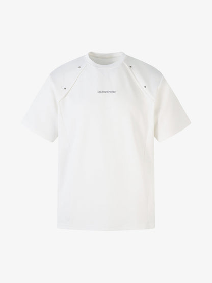 Retro Rivet Letter Embroidered T-shirt 