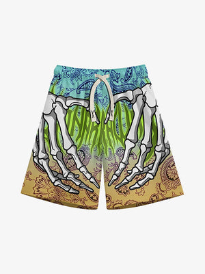 Thesupermade Skull Hand Print Hip-hop Shorts 