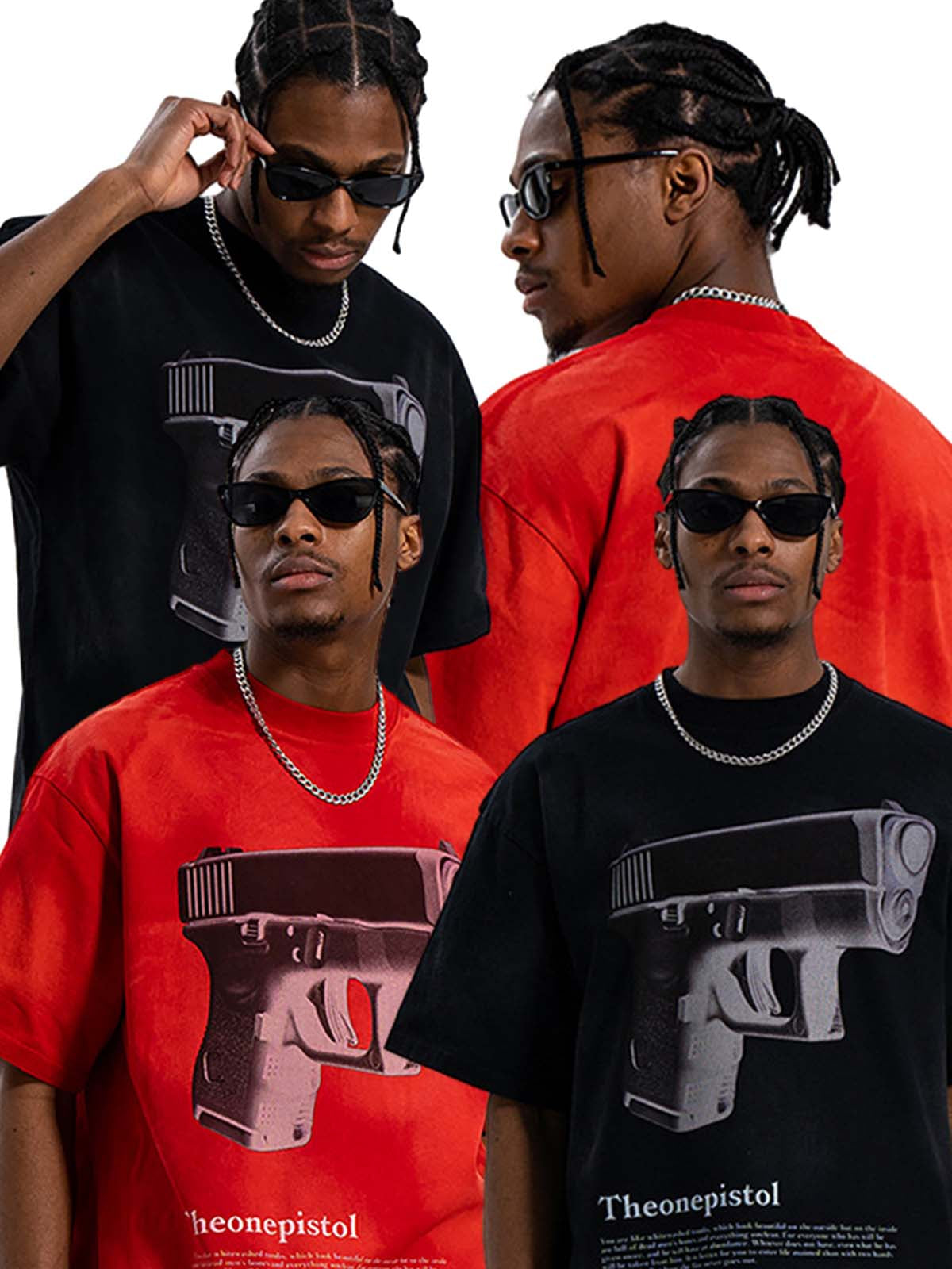 Graphic Gun Print T-Shirt - Bold Statement for Urban Style 
