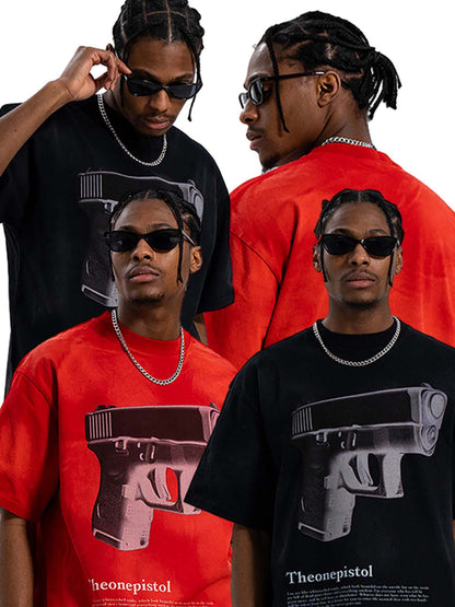 Graphic Gun Print T-Shirt - Bold Statement for Urban Style 