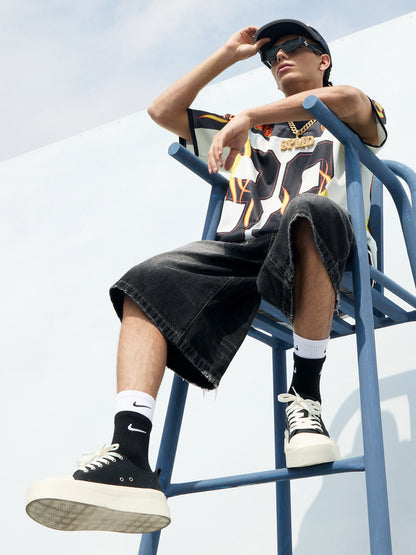 Jersey Style Flame Print T-shirt 