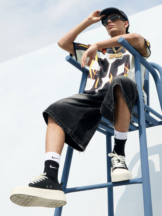 Jersey Style Flame Print T-shirt 