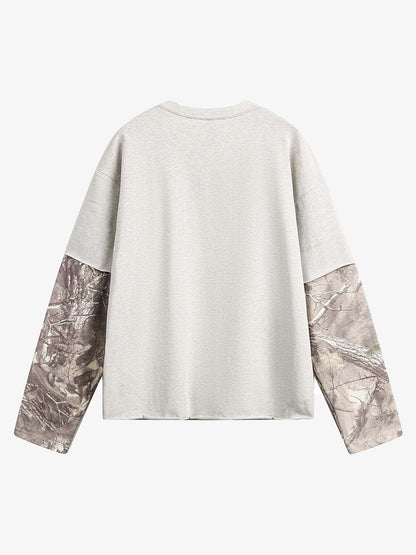 Faux Two-Piece Print Long-Sleeve T-shirt 