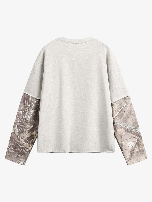 Faux Two-Piece Print Long-Sleeve T-shirt 