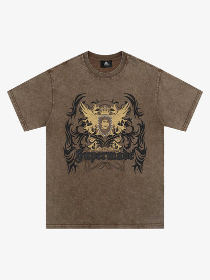 Crown Print Studded Short Sleeve T-shirt 