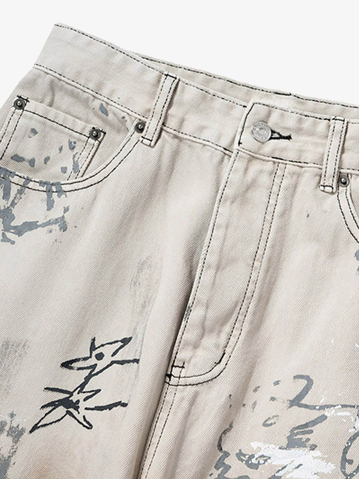 国内で当店のみ Supermade - Hand-painted Graffiti Baggy Jeans Hand-painted Graffiti Baggy Jeans | Thesupermade®