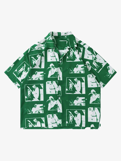 Thesupermade Portrait Pattern Short-sleeved Shirt 