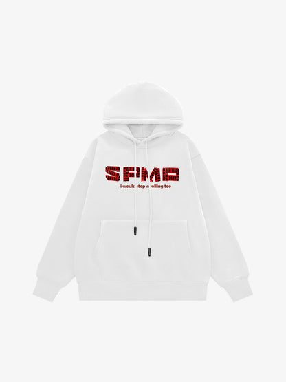 Thesupermade Letter Graphics Fleece Hoodie 