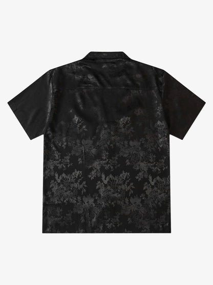 Thesupermade Leaves Pattern  Black Vintage Shirts 