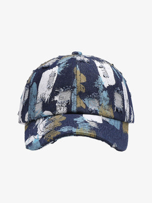 Distressed Abstract Print Baseball Cap 