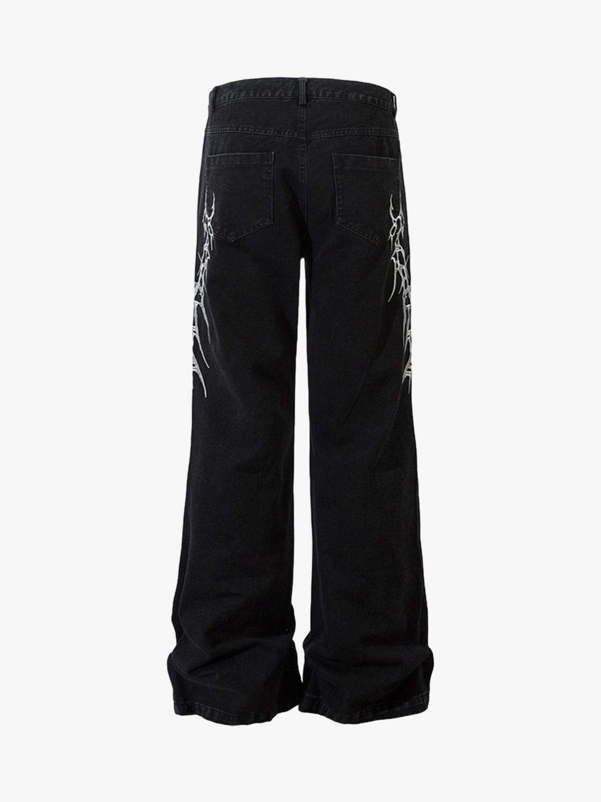 Graphic Embroidered Straight Jeans - 2280 