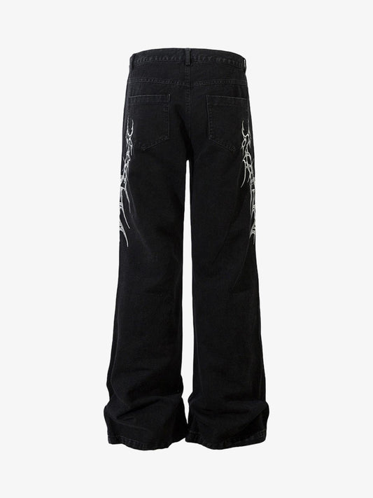 Graphic Embroidered Straight Jeans - 2280 