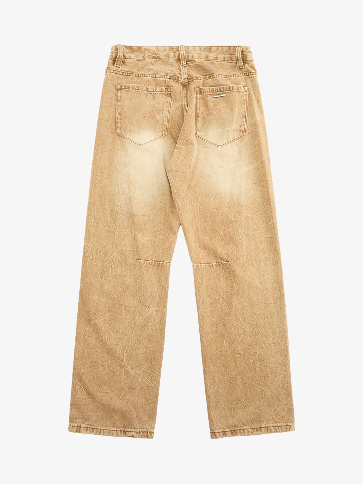 Vintage Washed Distressed Straight Jeans 