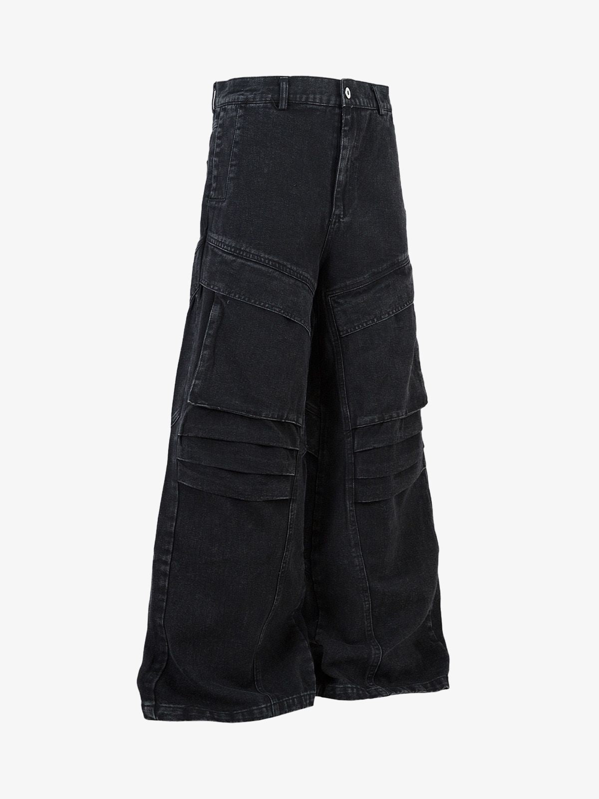 Deconstructed Split Pleated Pocket Cargo Jeans 