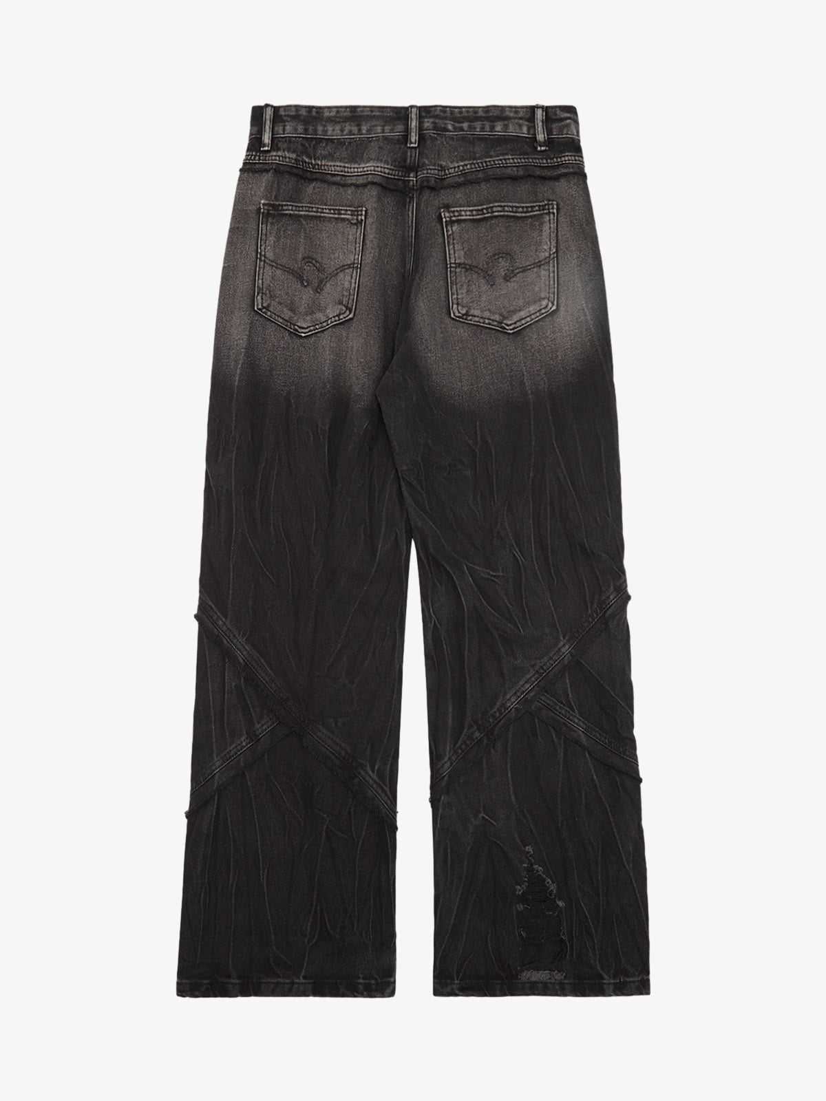 Thesupermade Heavy Washed Ripped Plaid Stitching Hip-Hop Jeans - 2174 