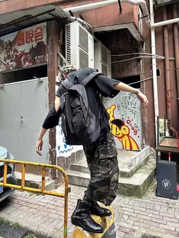 Metal Partition Multi-Pocket Nylon Backpack 