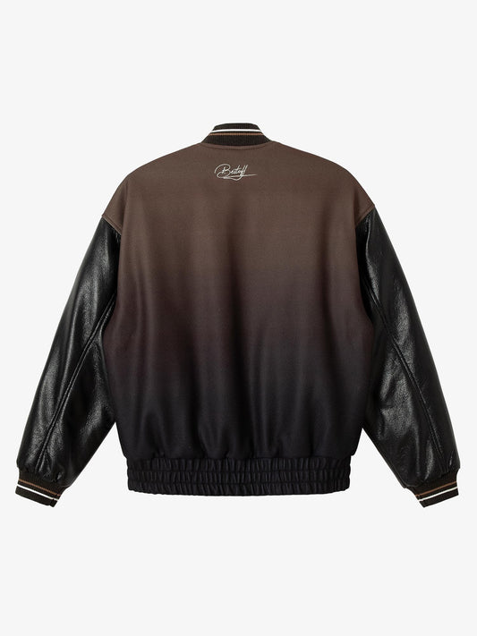 Thesupermade Siamese Cat Embroidery Leather Bomber Jacket - 2217 
