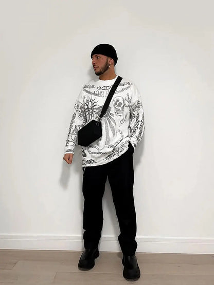 Thesupermade Skull Print Distressed Sweater - 1002 