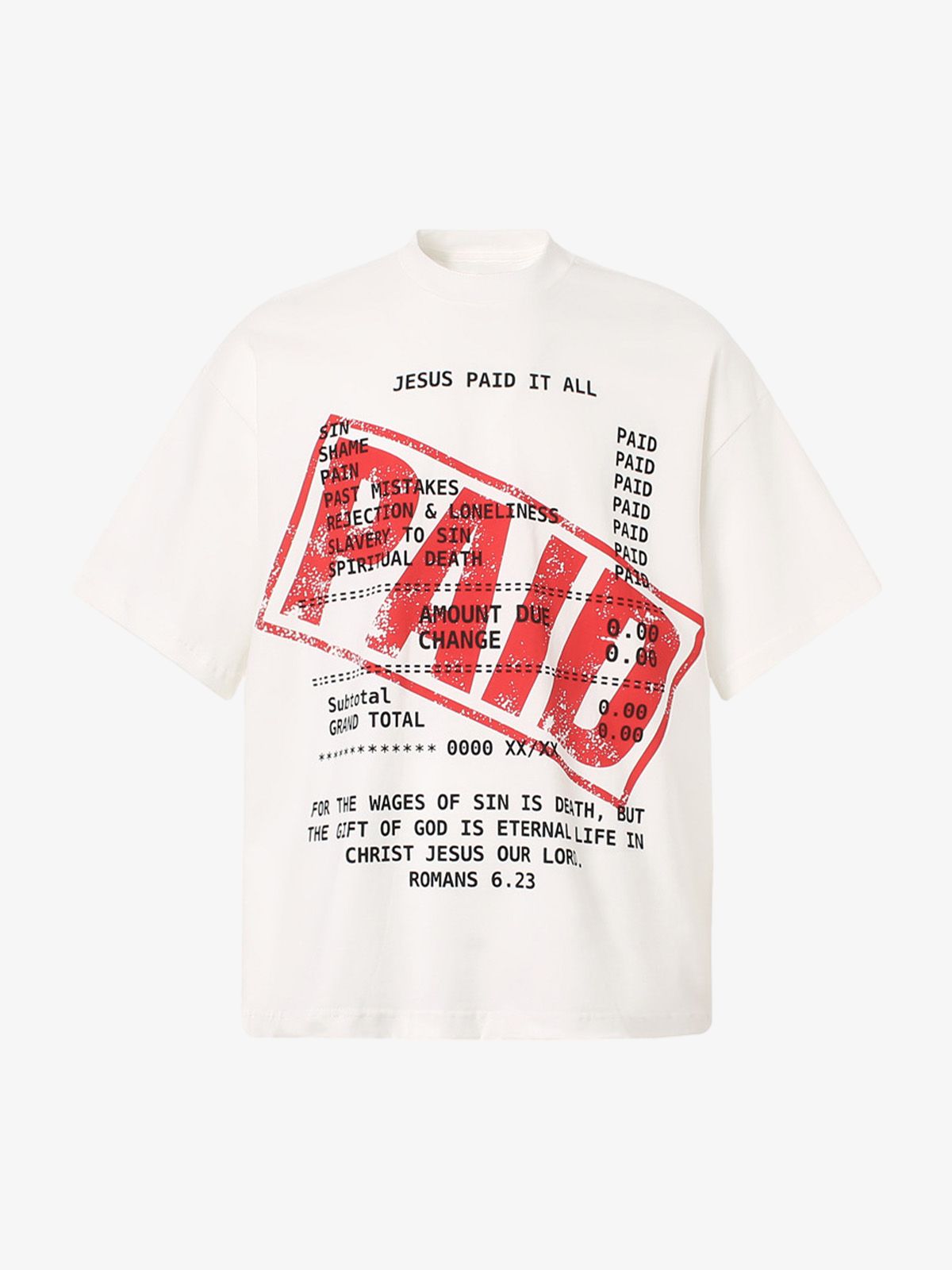 Street PAID Letter Slogan T-shirt - 2363 