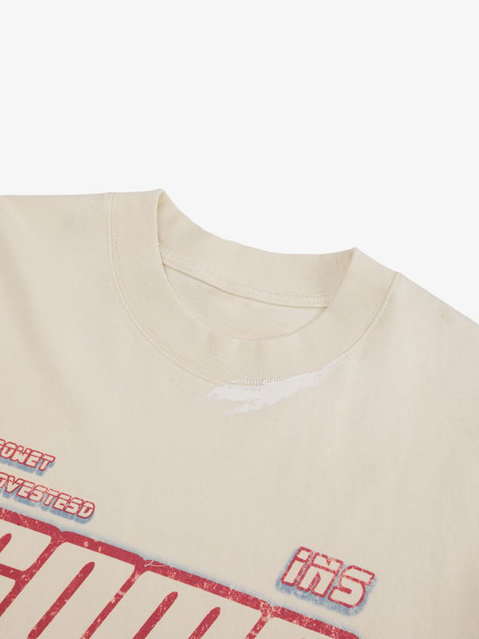 Retro Washed Contrast Color Broken Letters T-shirt 
