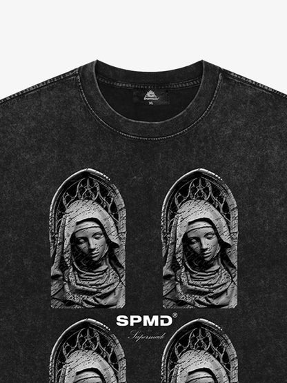 Original Virgin Mary Mottled Sculpture Print T-Shirt 