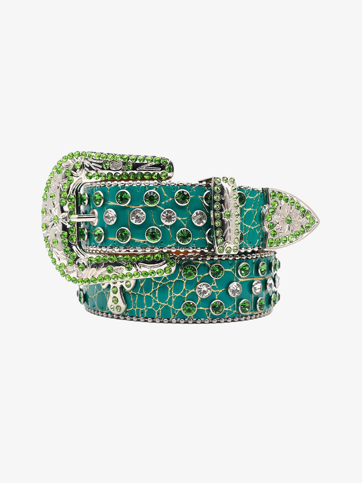Punk Style Leather Hotflix Rhinestone Belt