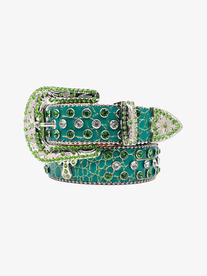 Punk Style Leather Hotflix  Rhinestone Belt 