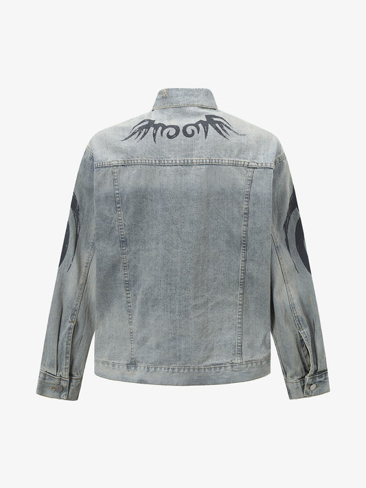 Retro Washed Totem Denim Jacket 