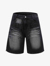 Thesupermade Old Washed Double Waistband Design Denim Jorts 