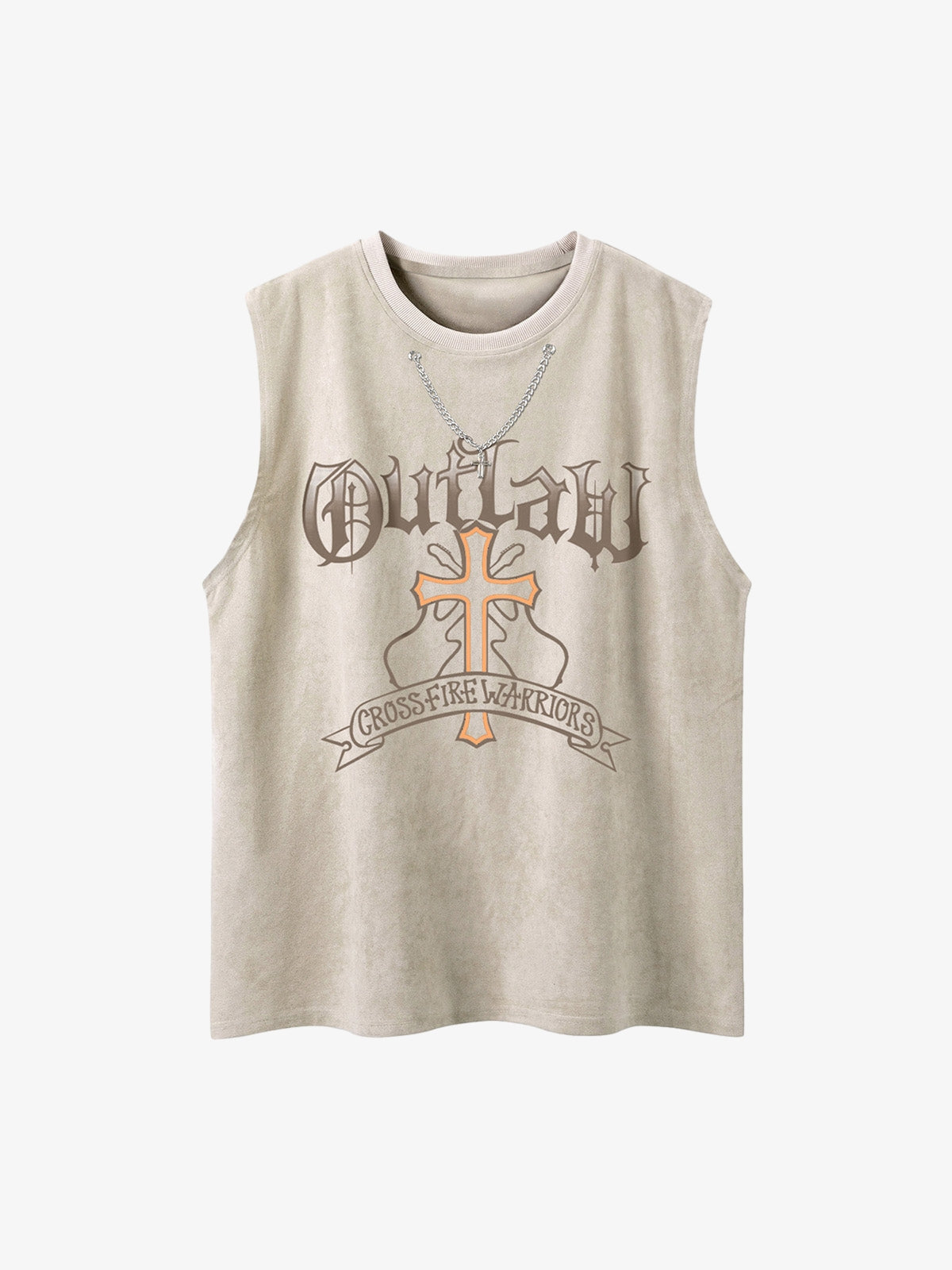 Thesupermade Cross Chain Suede Street Rap Sleeveless Vest 