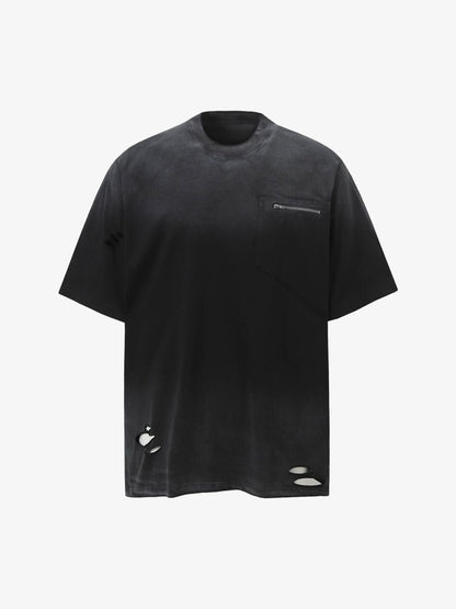 Street Dirty-Dye Distressed Cut Pocket T-shirt 