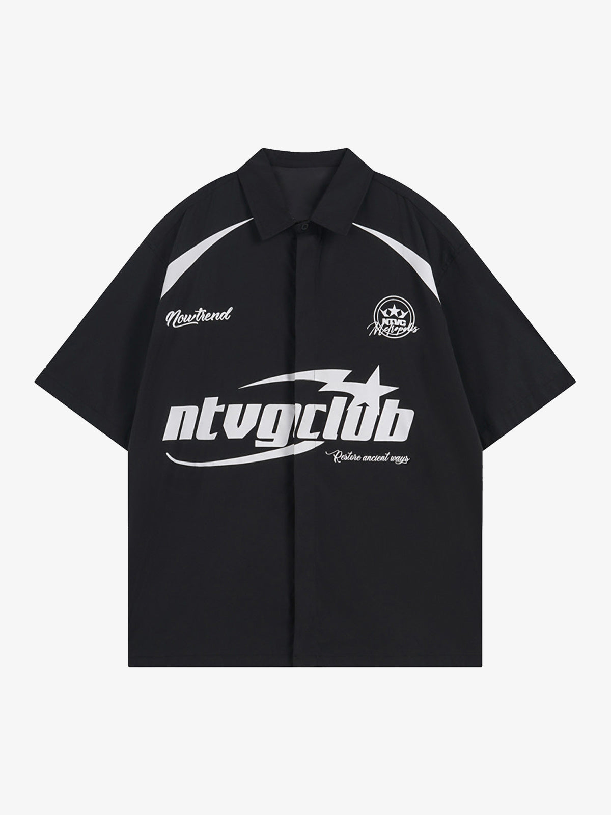 Racing Style Oversized Short Sleeve Shirt 