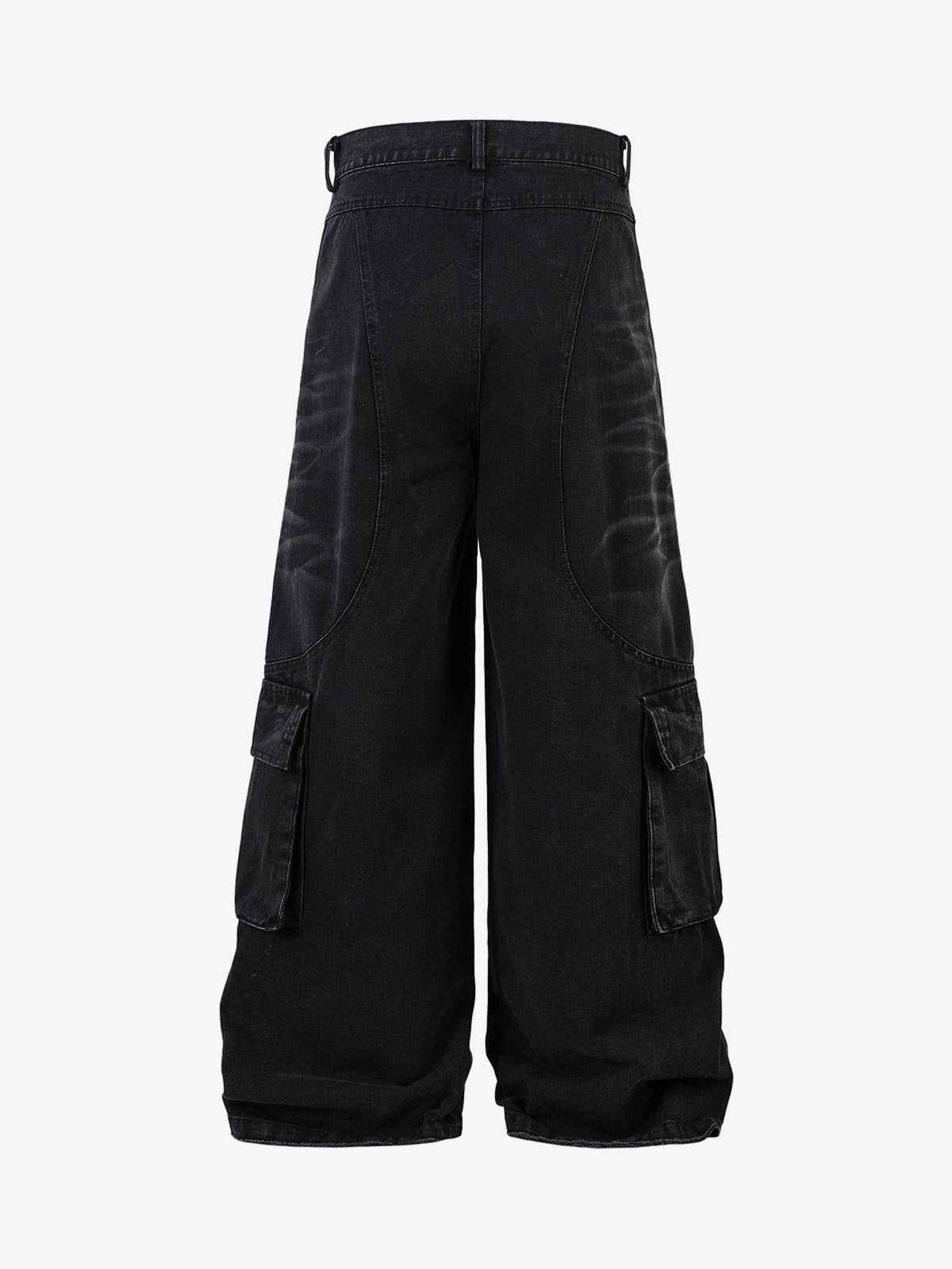 Washed Distressed Multi-Pocket Cargo Jeans 
