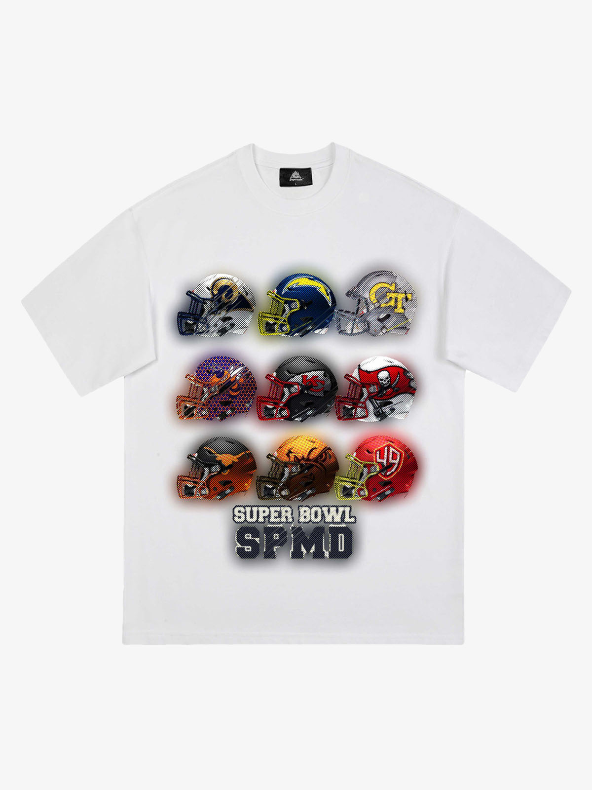Super Bowl Football Helmet Print T-shirt - 2310 