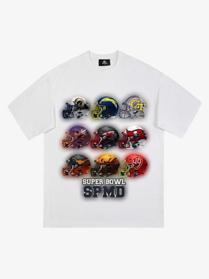 Super Bowl Football Helmet Print T-shirt - 2310 