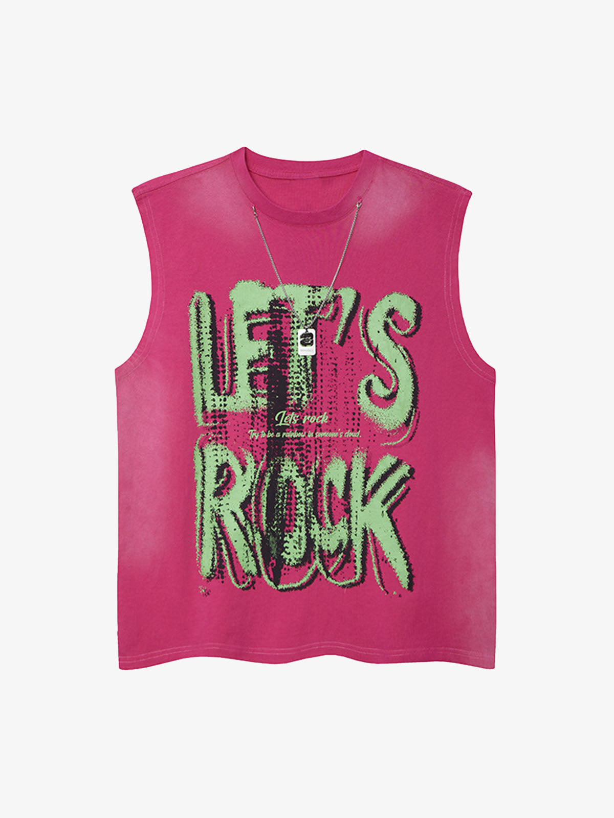 Street Graphic Spray Print Necklace T-Shirt 