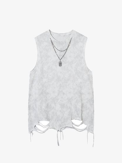 Street Chain Waistcoat Ripped Vest 