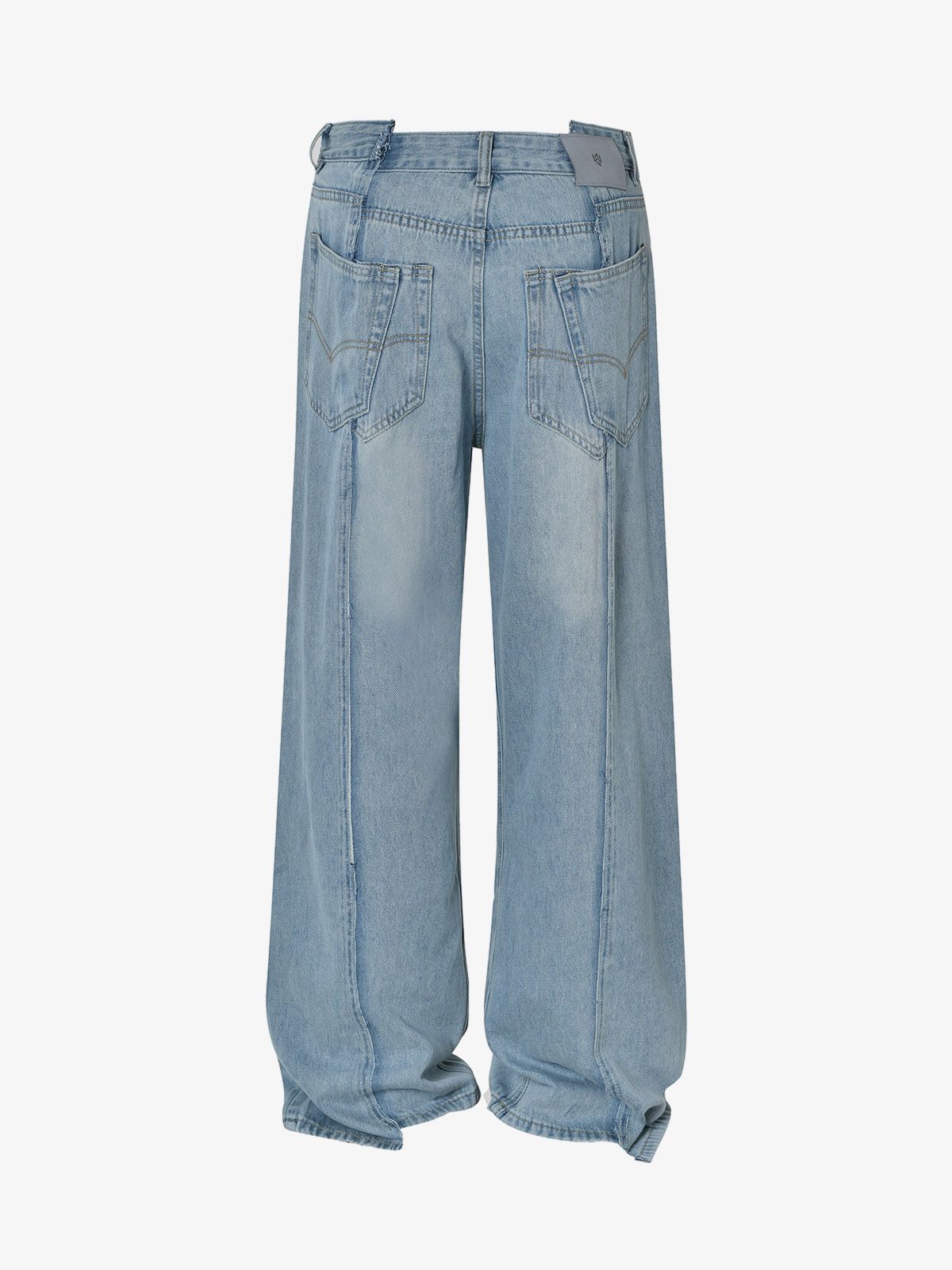 Washed Deconstructed Irregular Patchwork Straight Jeans 