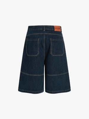 Contrast Stitched Patch Pocket Denim Jorts 