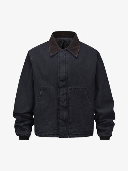 Vintage Washed Distressed Quilted Work Jacket 