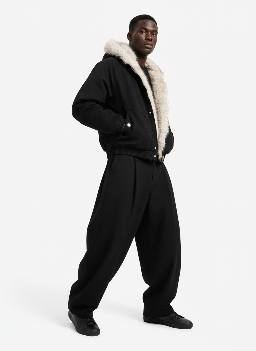 Spliced Fur Hooded Quilted Jacket - 2285 