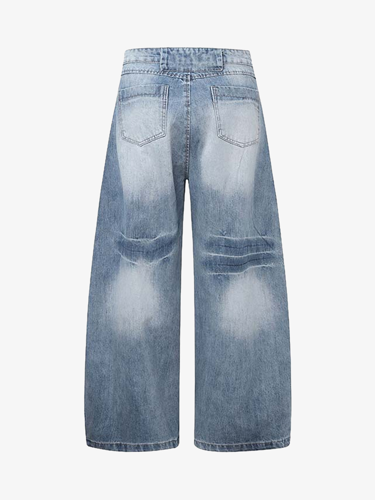 Distressed Washed Deconstructed Barrel Jeans 