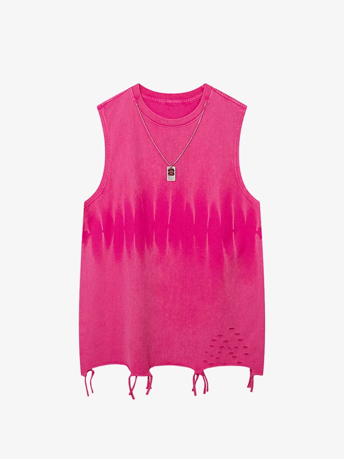 Gradient Tie-Dye Raw Edge Vest 