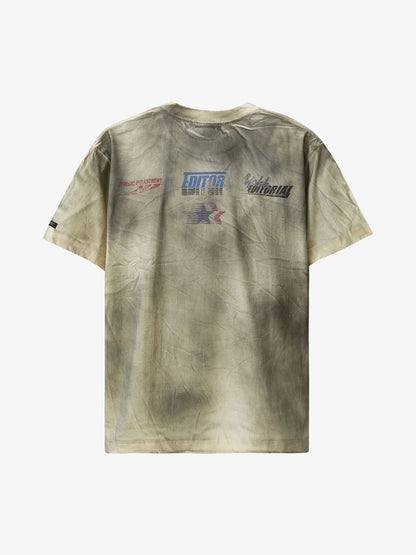 Thesupermade Dirty Wash Heavy Print Street Rap T-Shirt - 2392 