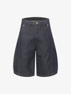 Deconstructed Split Contrast Stitching Scimitar Jorts 